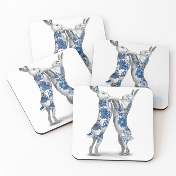 Item preview, Rabbits Roughhouse (Chinoiserie Porcelain Rabbit) designed and sold by fuzzytooth.