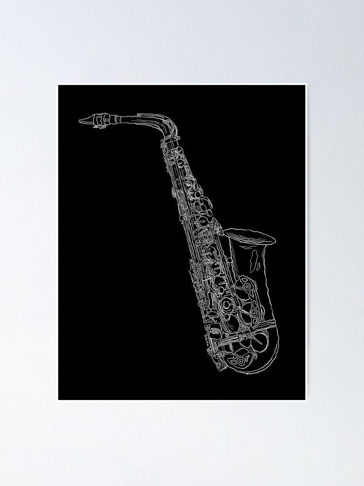 Saxophone noir et blanc Poster