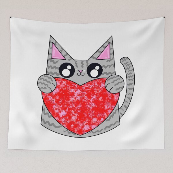 Item preview, Zippers The Gray Cat With Valentines Heart designed and sold by missmann.