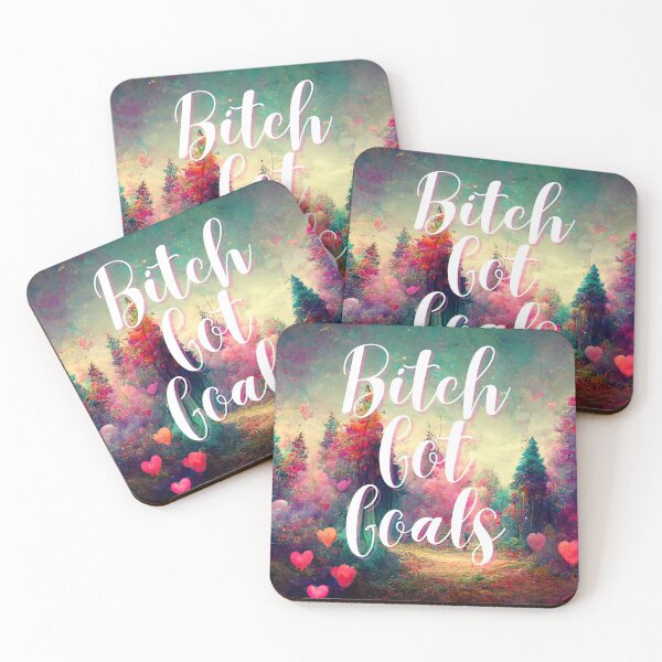 Item preview, Bitch Got Goals Abstract Woods Painting Hearts designed and sold by dealchica.