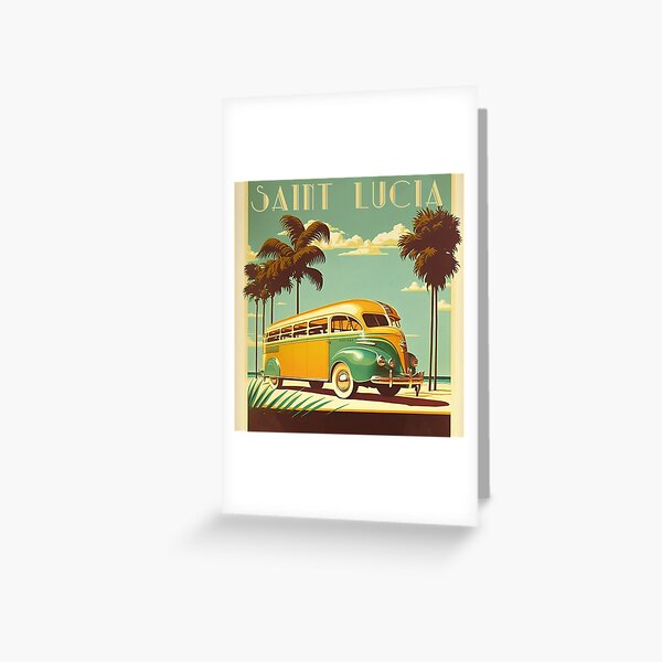 Saint Lucia Vintage Travel Art Poster Greeting Card