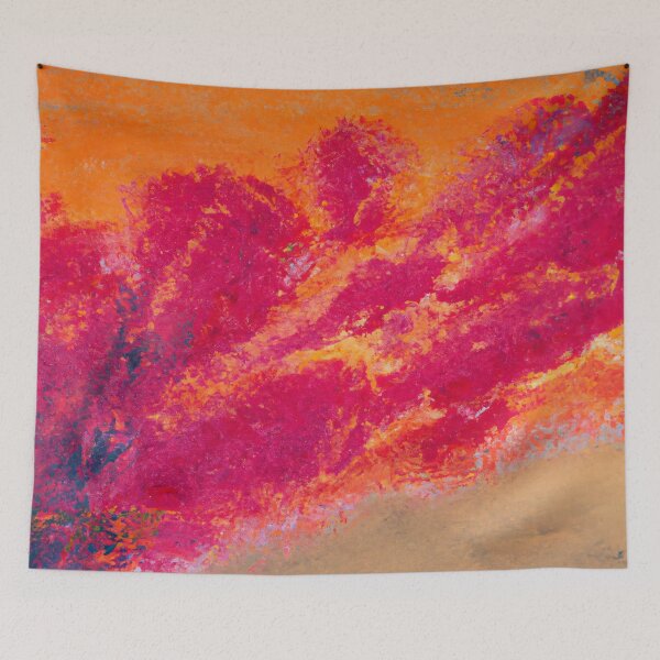 Item preview, Abstract art - Color Field - Rich watercolour in Pink and Orange designed and sold by Inomaly Art.