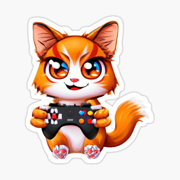 &ldquo;Cute Gamer Cat&rdquo; Sticker for Sale by LetsPlayArt | Redbubble