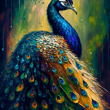 Colorful Peacock feathers abstract bird wings eyes vibrant peacock painting  blue green luxurious high class lady vibrant  Kids T-Shirt for Sale by  weird83