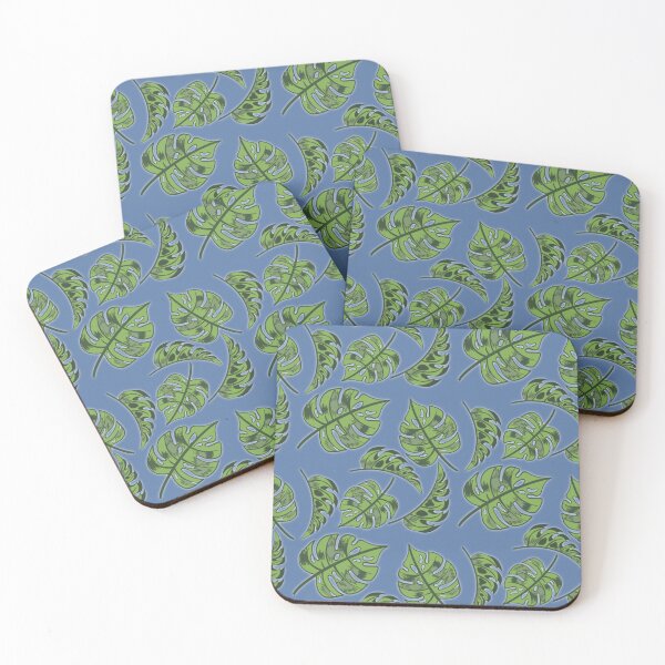Item preview,  Monstera blue pattern designed and sold by kitschnklutter.