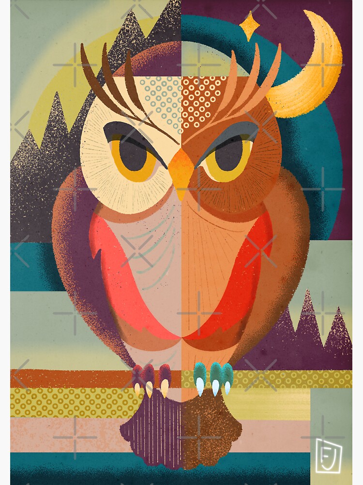 Thumbnail 3 of 3, Sticker, 70s Owl designed and sold by Flickingjane.