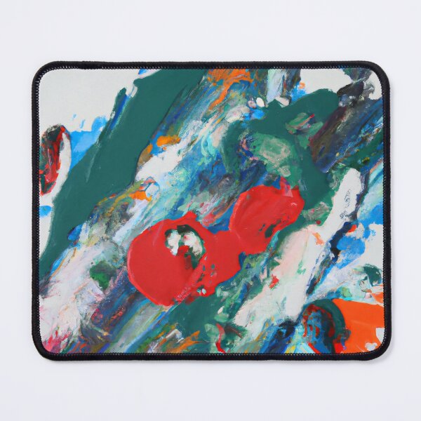 Item preview, Abstract art - Color Field - Rich watercolour, Green aand White with Red Highlights designed and sold by Inomaly Art.