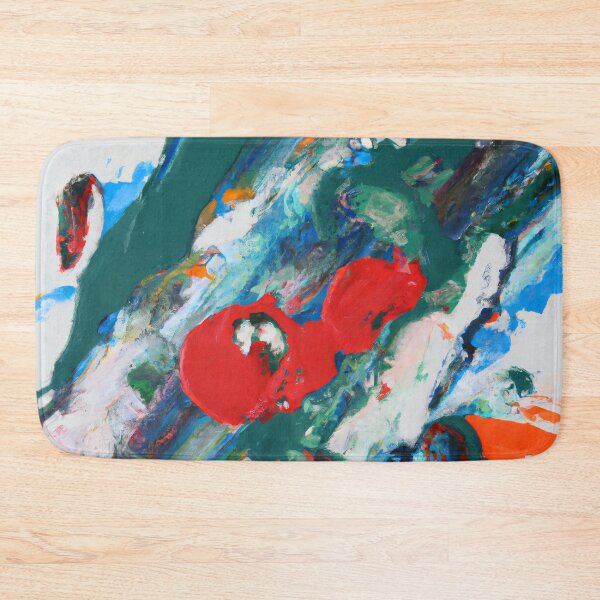 Item preview, Abstract art - Color Field - Rich watercolour, Green aand White with Red Highlights designed and sold by Inomaly Art.
