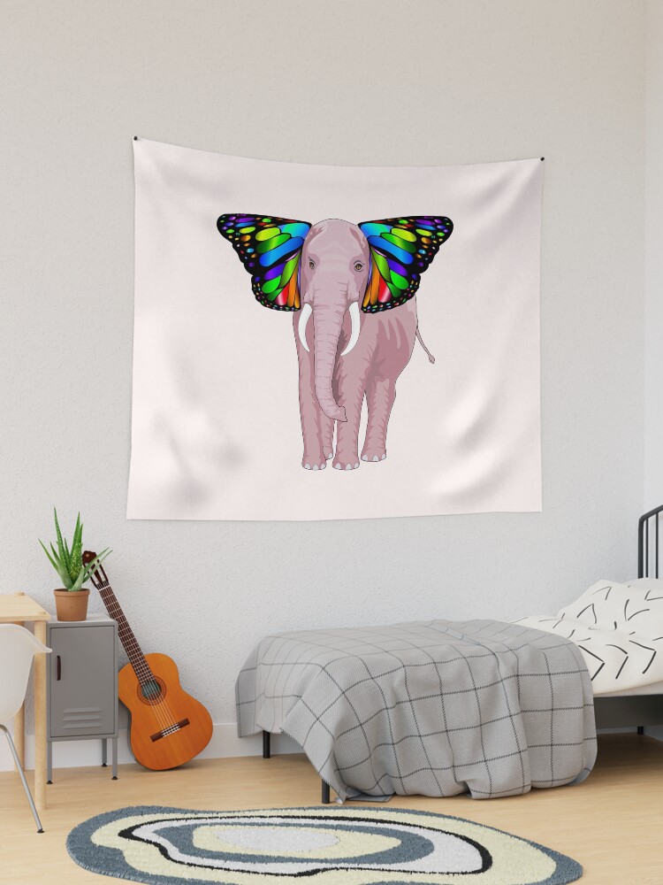 Pink elephant tapestry hot sale