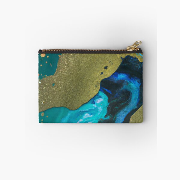 Item preview, Abstract art - Color Field - Rich watercolour, Blue, Green and Gold Marbling designed and sold by Inomaly Art.