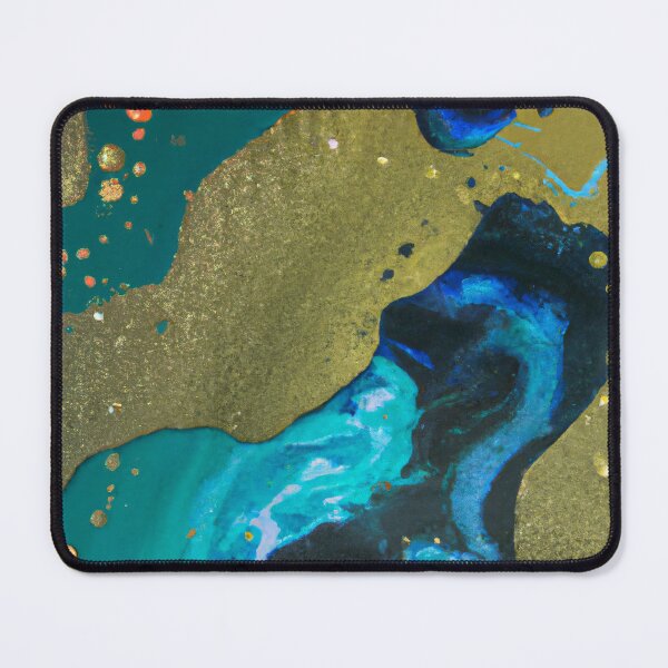 Item preview, Abstract art - Color Field - Rich watercolour, Blue, Green and Gold Marbling designed and sold by Inomaly Art.