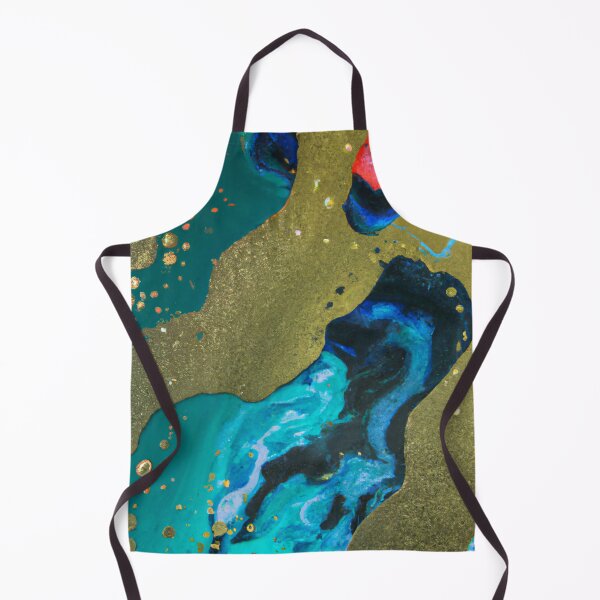 Item preview, Abstract art - Color Field - Rich watercolour, Blue, Green and Gold Marbling designed and sold by Inomaly Art.