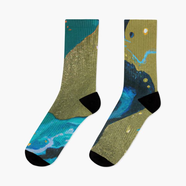 Item preview, Abstract art - Color Field - Rich watercolour, Blue, Green and Gold Marbling designed and sold by Inomaly Art.