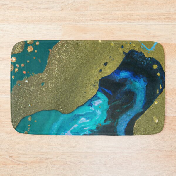 Item preview, Abstract art - Color Field - Rich watercolour, Blue, Green and Gold Marbling designed and sold by Inomaly Art.
