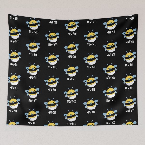 Item preview, New Bee Funny Bug Puns (Dark BG) designed and sold by punnybone.