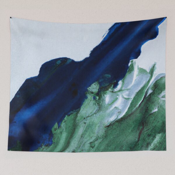 Item preview, Abstract art - Color Field - Rich watercolour - Blue and Green on White Canvas designed and sold by Inomaly Art.
