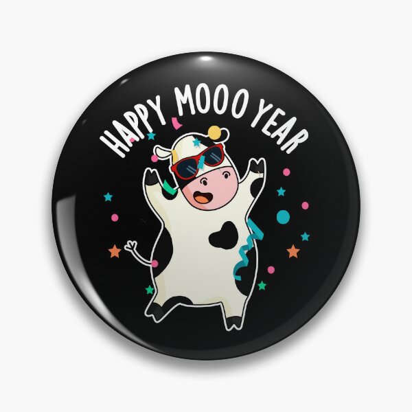 Item preview, Happy Moo Year Funny Cow Puns (Dark BG) designed and sold by punnybone.