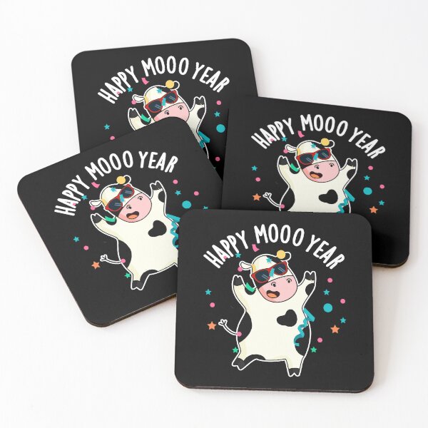 Item preview, Happy Moo Year Funny Cow Puns (Dark BG) designed and sold by punnybone.