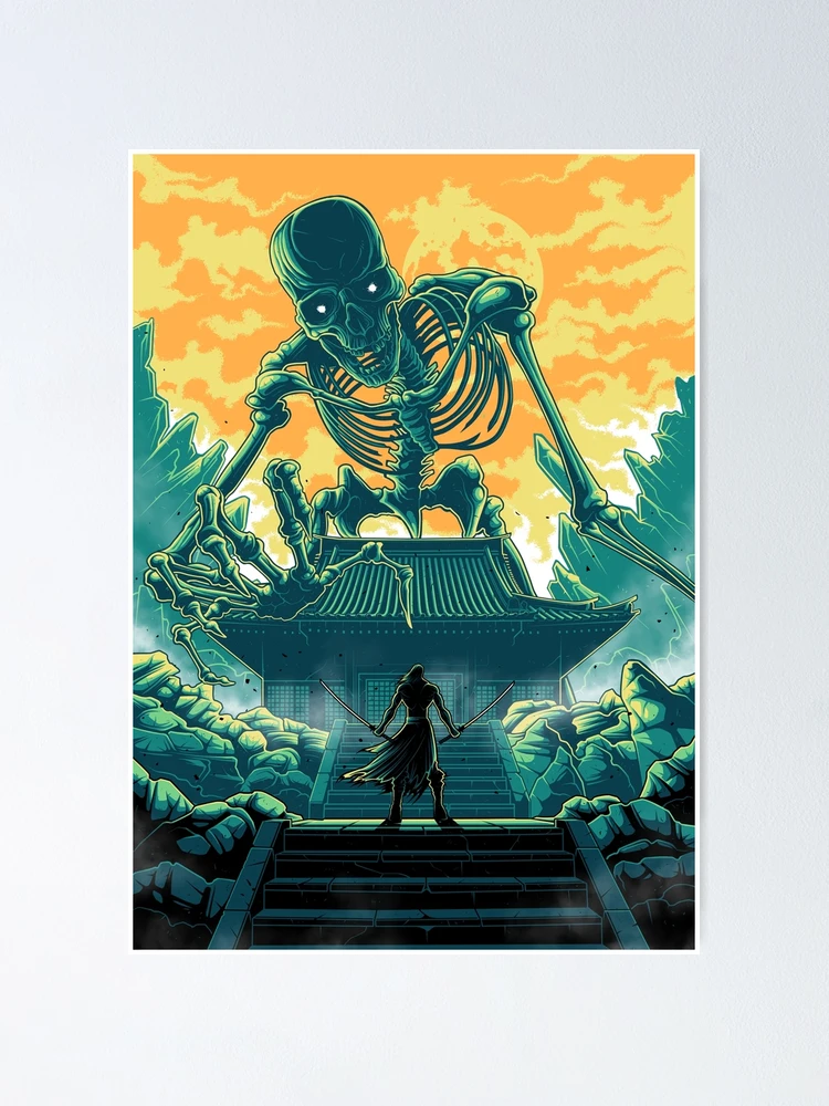 Japanese Folklore - Yokai Gashadokuro/Gaikotsu The Giant Skeleton Art Print  | Poster