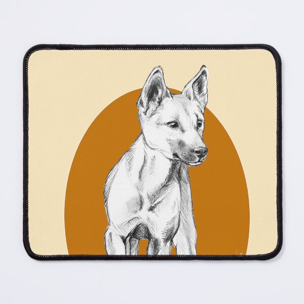 Item preview, Young Dingo drawing - orange background designed and sold by Nadya Neklioudova.