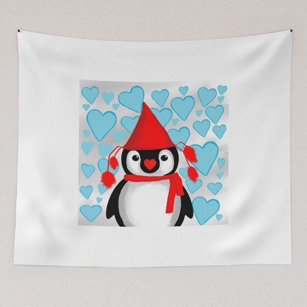 Item preview, Cute penguin with heart clouds  designed and sold by RemieJames.