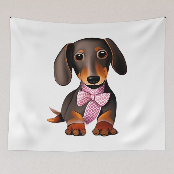 Artikelvorschau, Netter Dachshund-Welpe mit rosa Schleife entworfen und verkauft von BeansHotTees.