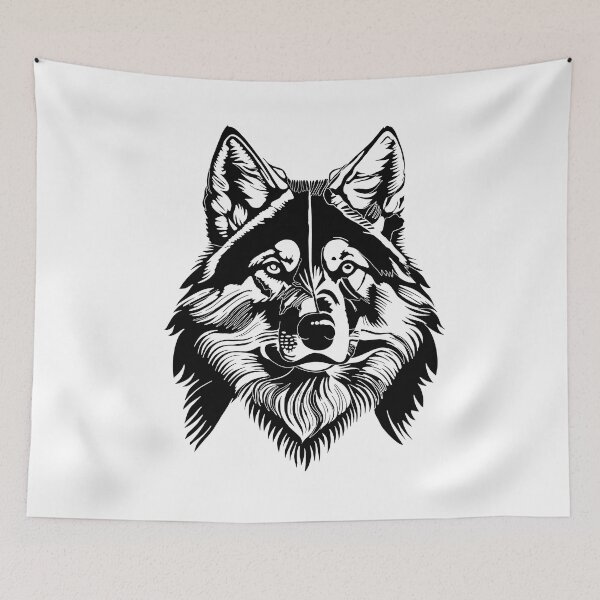 Item preview, Majestic wolf face - black & white version designed and sold by DaveDanchuk.
