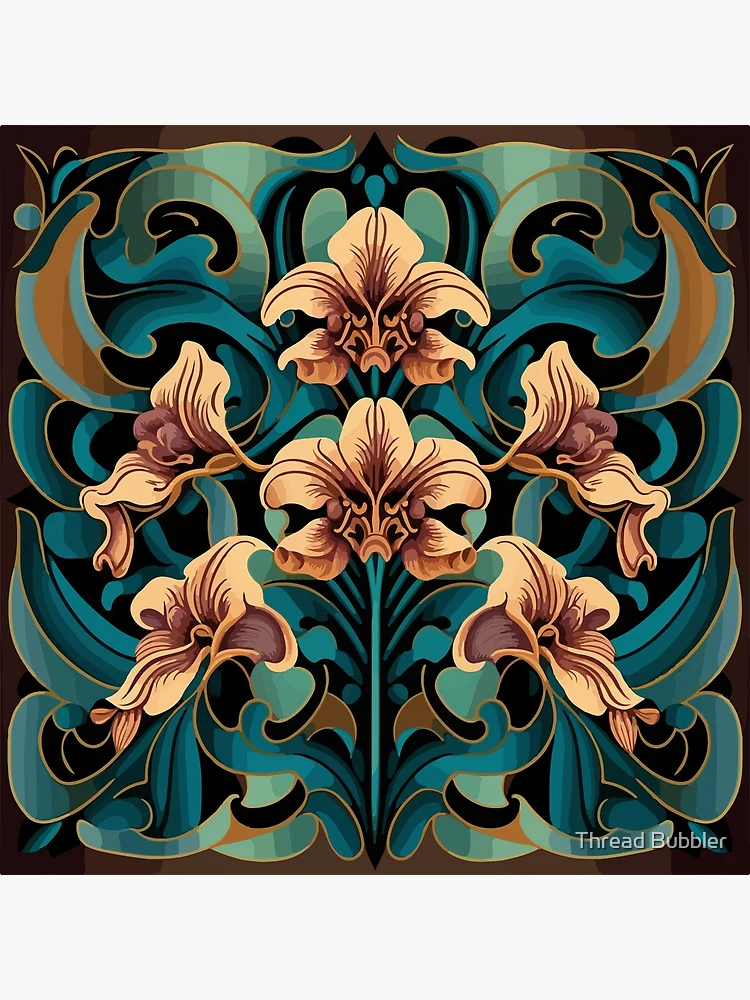 Stunning Art Deco/ Art Nouveau Orchid Flower Pattern | Photographic Print