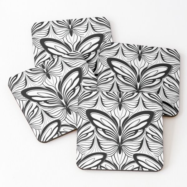 Item preview, Cute Butterfly Pattern Wall Art black and white - high resolution designed and sold by Synthetic-Intel.