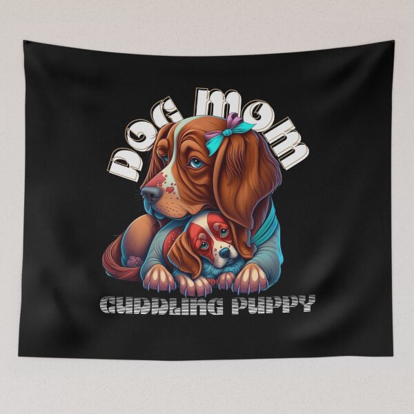 Item preview, dog mom cuddling puppy designed and sold by Sarahthelast.