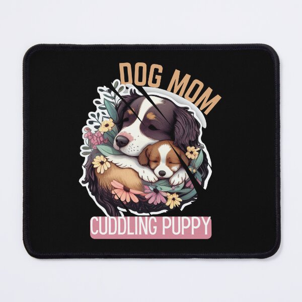 Item preview, dog mom cuddling puppy designed and sold by Sarahthelast.