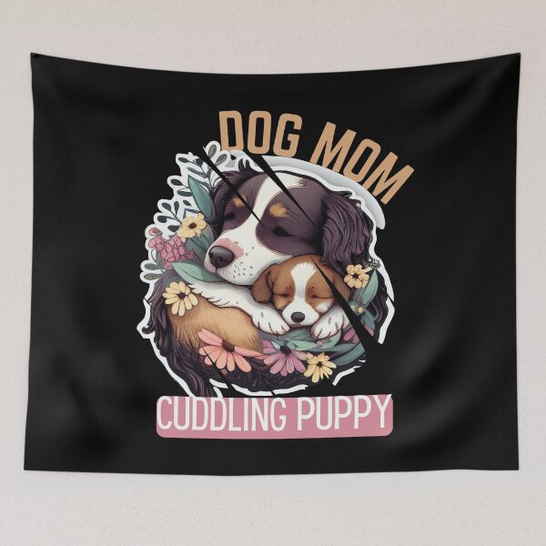 Item preview, dog mom cuddling puppy designed and sold by Sarahthelast.