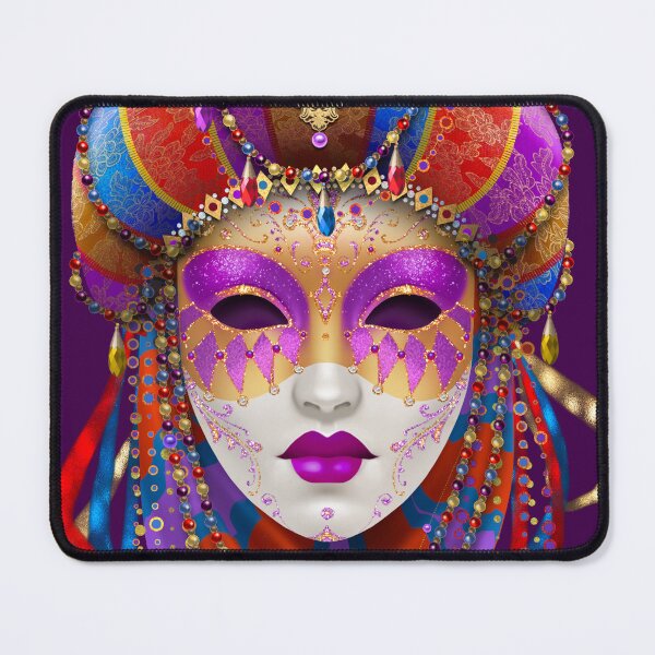 Item preview, A Venetian mask in red, blue and violet designed and sold by Maxine Gadd.