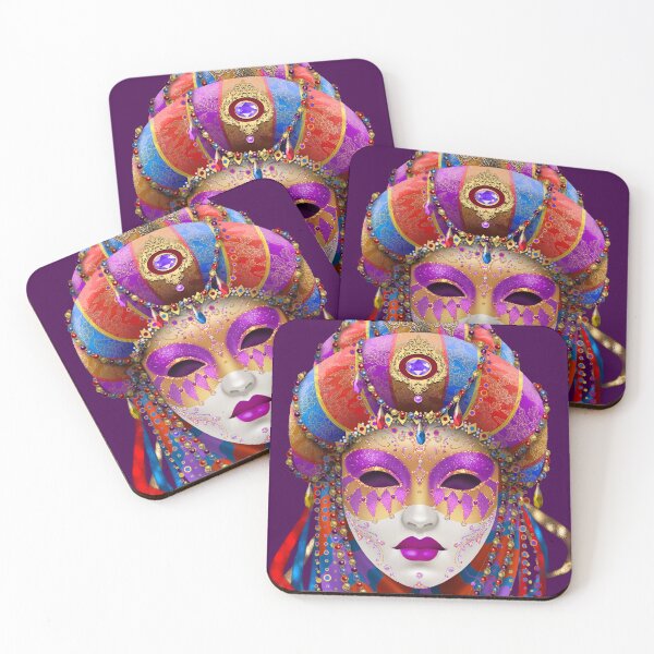 Item preview, A Venetian mask in red, blue and violet designed and sold by Maxine Gadd.