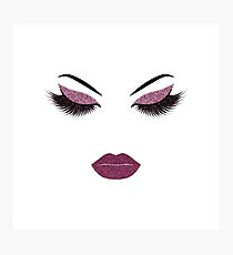 Glittery burgundy makeup Photographic Print