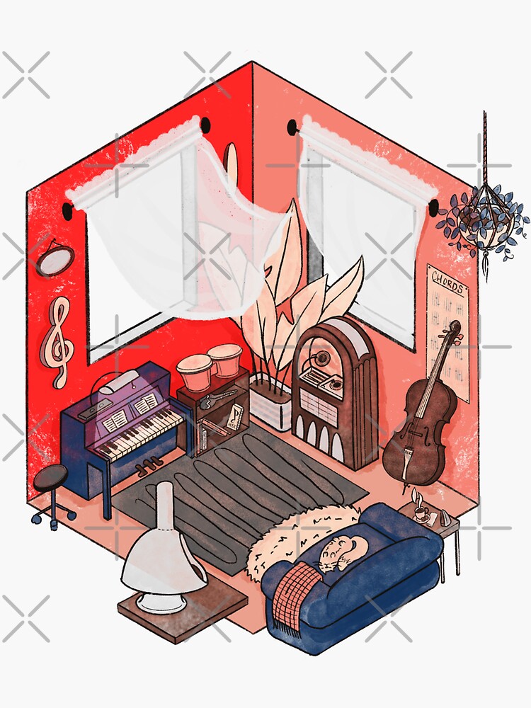 Thumbnail 3 of 3, Sticker, The Music Room designed and sold by Flickingjane.