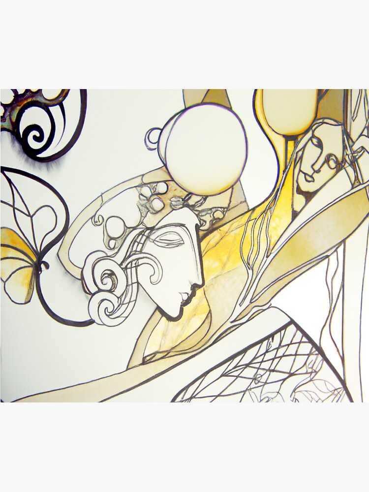 "Art Nouveau Dreamy Eyes" Sticker for Sale by WildPenDesign Redbubble