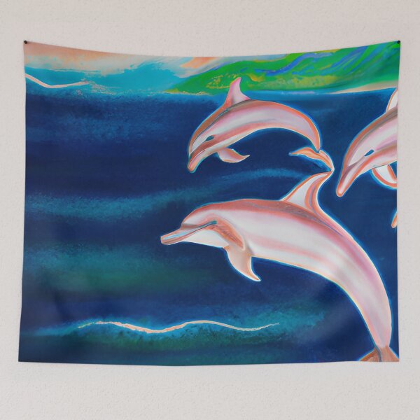 Item preview, Beautiful Pink Dolphins designed and sold by Poetic Patterns Studio.