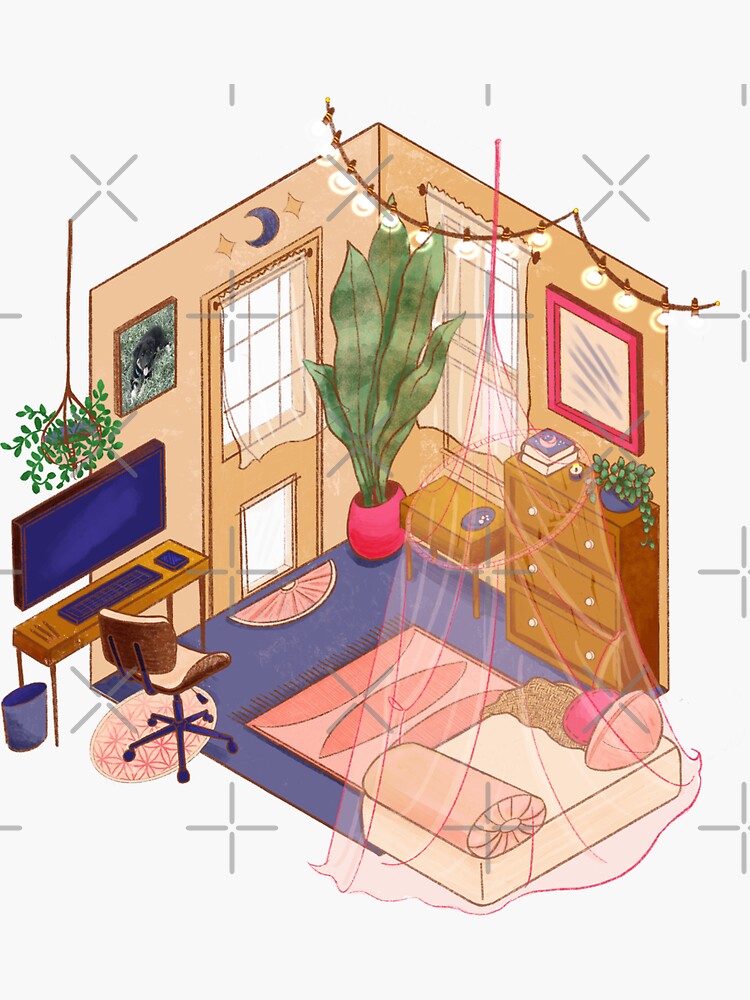 Thumbnail 3 of 3, Sticker, Rebecca's Room designed and sold by Flickingjane.