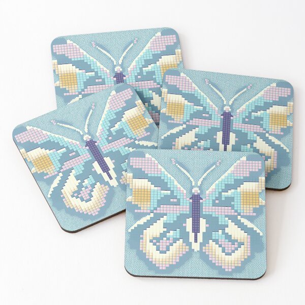 Item preview, Cute Butterfly Pattern Wall Art pixelated butterfly - high resolution designed and sold by Synthetic-Intel.