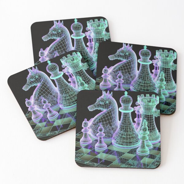 Item preview, a holographic game of chess, a wire framed outline in a futuristic style. designed and sold by DSAHART.
