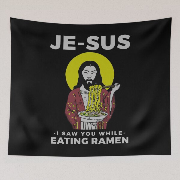 Item preview, Jesus watching you while eating ramen funny meme vintage aesthetic je-sus designed and sold by ALIENATIVED.