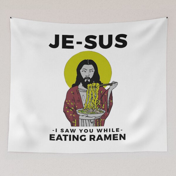 Item preview, Jesus watching you while eating ramen funny meme vintage aesthetic je-sus designed and sold by ALIENATIVED.