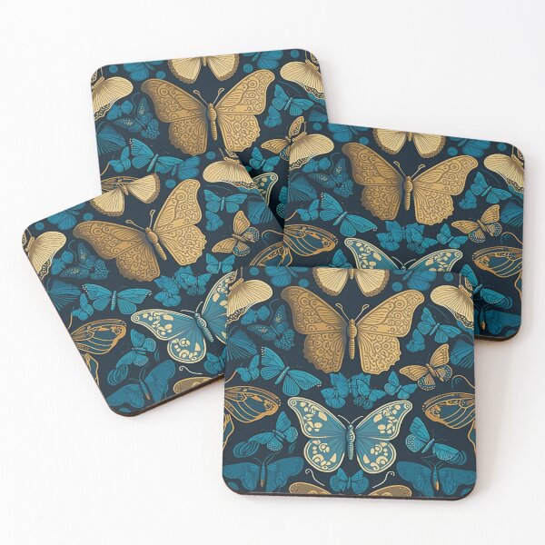 Item preview, Ancient Butterfly Pattern | Butterfly Lover | Pretty Butterfly | Butterfly Pillow | Gold and Turquoise | Turquoise Butterfly | Cast Butterfly |high resolution designed and sold by Synthetic-Intel.