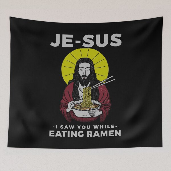 Item preview, Jesus watching you while eating ramen funny meme vintage aesthetic je-sus designed and sold by ALIENATIVED.