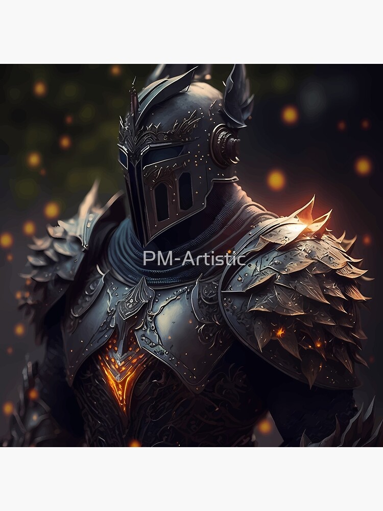 Knight Print Medieval Decor Dark Fantasy Art Gaming Room 