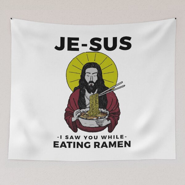 Item preview, Jesus watching you while eating ramen funny meme vintage aesthetic je-sus designed and sold by ALIENATIVED.