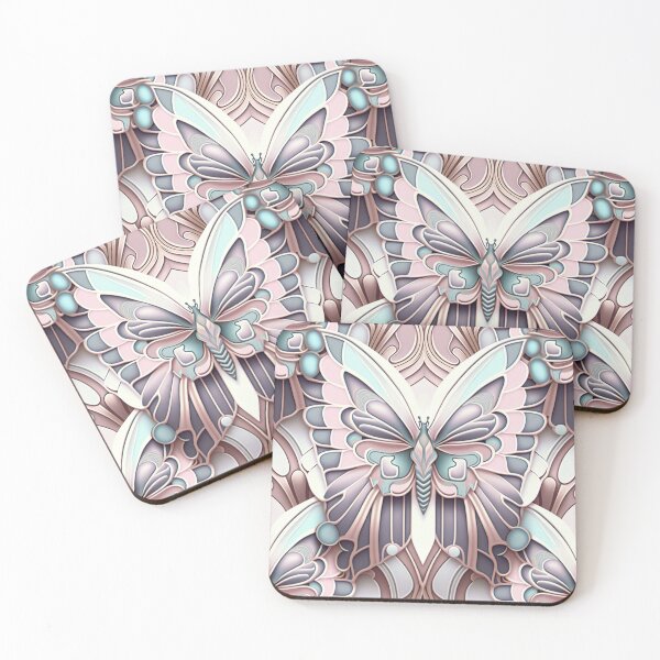 Item preview, Cute Butterfly Pattern Wall Art gold soft pastel butterfly - high resolution designed and sold by Synthetic-Intel.