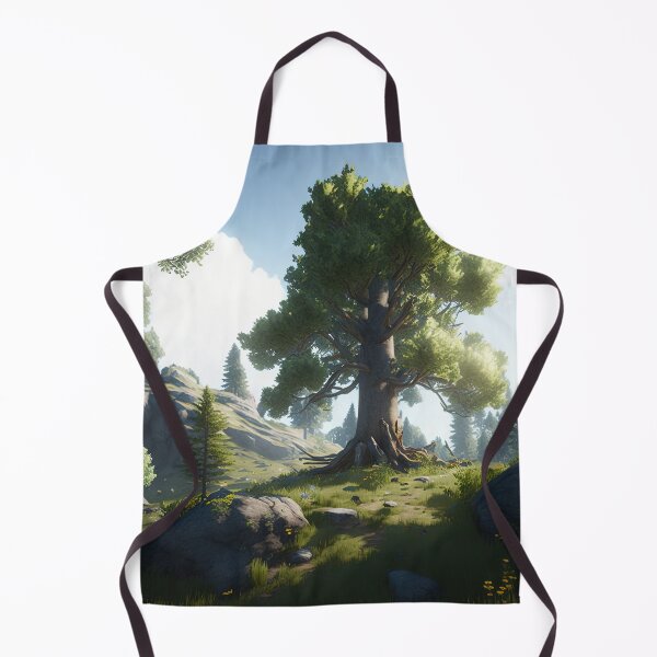 Item preview, A dense forest with ancient oak and fir trees that loom to great heights. A clearing covered in tall golden grass on an island. designed and sold by DSAHART.