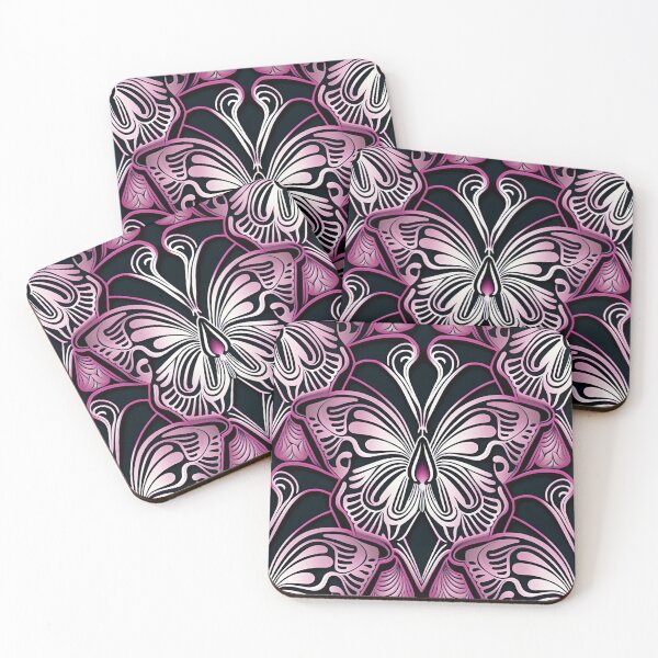 Item preview, Cute Butterfly Pattern Wall Art gold hot pink butterfly - high resolution designed and sold by Synthetic-Intel.